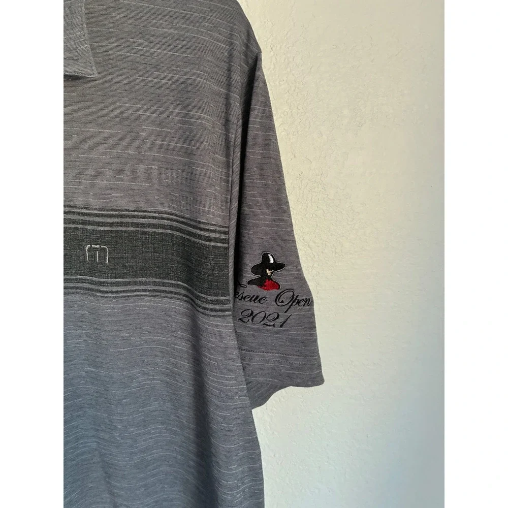 TravisMathew Mens Grey Heathered Rescue Open 2021 Golf Polo Shirt Large L